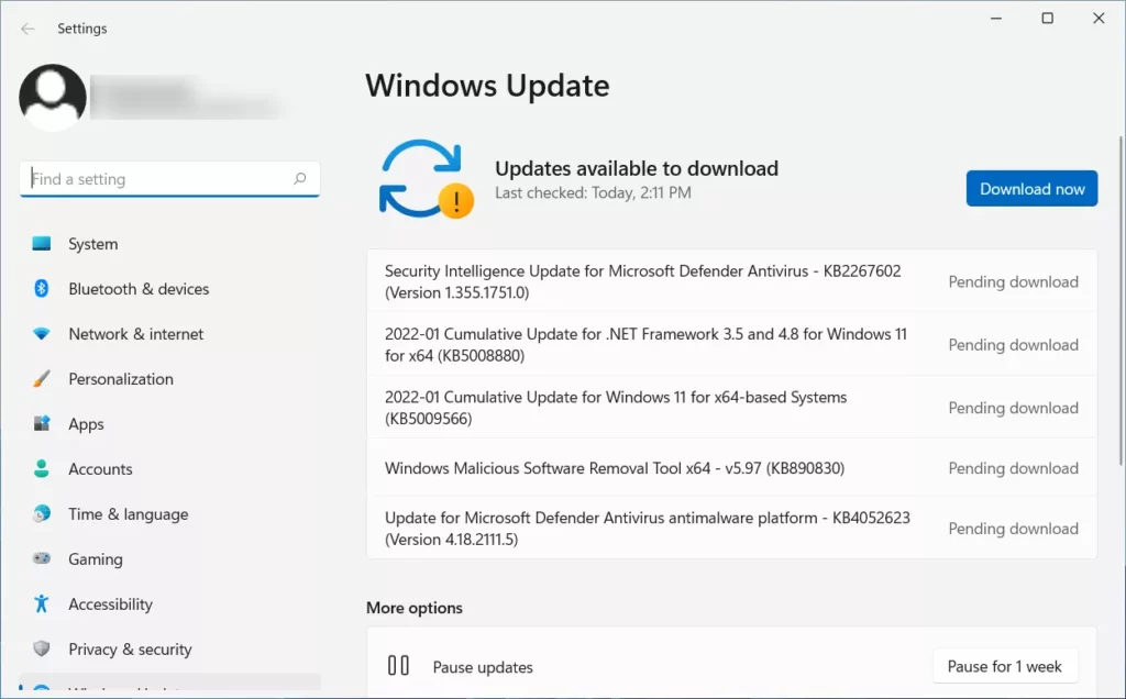 Windows Update Screenshot