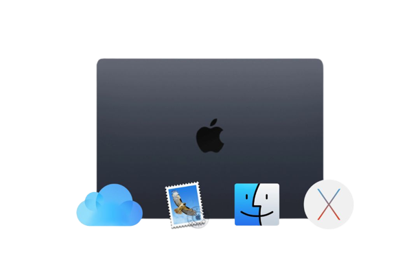 Apple Laptop with icons