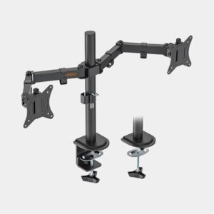 VonHaus Dual Monitor Stand for 13-32 Inch Screens, Twin Monitor Mount with Desk Clamp, Height Adjustable, Easy Assemble Stand with Full Tilt, Rotation & Swivel Arms, VESA 75x75 & 100x100mm