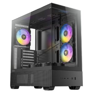 Antec CX705 ARGB Gaming PC Case Mid Tower, 270° Tempered Glass, RGB Fans, ATX/Micro-ATX/ITX Compatible, USB-C, High Airflow, Black