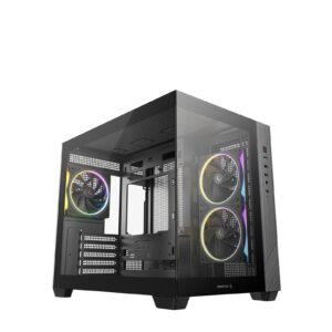 DeepCool CG330 3F ARGB Dual-Chamber Micro-ATX Tower Case, Tempered Glass Panels, 3 x 120mm ARGB Fans, USB 3.0, ITX/Micro-ATX, Black