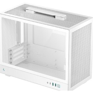 DeepCool CH160 PLUS Micro-ATX Mini Tower PC Case, Tempered Glass, Mesh Airflow Design, 240mm Radiator Support, USB-C & USB 3.0 Front I/O, GPU up to 342mm, White