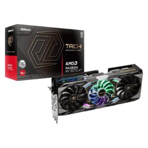 ASRock AMD Radeon RX 9070 XT Taichi 16GB OC GDDR6 Graphics Card, 4096 Streams, 3100MHz Boost Clock, Triple Fan, 3x DisplayPorts / 1x HDMI Port