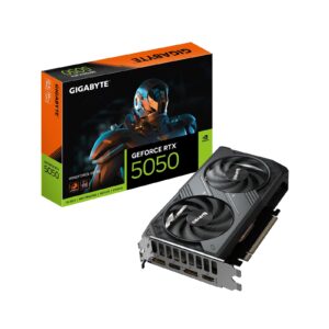 Gigabyte NVIDIA GeForce RTX 5050 WINDFORCE OC 8GB, GDDR6 Graphics Card, 2560 Cuda Core, 2587MHz Core Clock, Windforce cooling system, Dual Fan, 2x DisplayPorts / 2x HDMI Ports