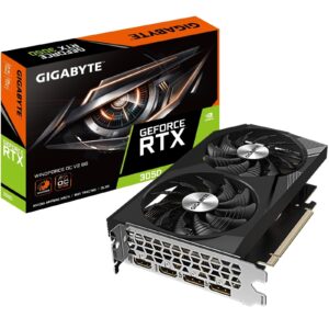 Gigabyte NVIDIA GeForce RTX 3050 WINDFORCE OC V2 8GB GDDR6 Graphics Card, 2560 CUDA Cores, 1792 MHz Core Clock, Dual Fan, 2x DisplayPorts / 2x HDMI