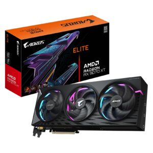 Gigabyte AMD Radeon RX 9070 XT ELITE 16GB GDDR6 Graphics Card, 4096 Streams, 2570 MHz Core Clock, Triple Fan, RGB, 2x DisplayPorts / 2x HDMI Ports