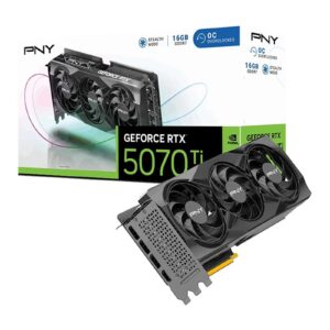 PNY NVIDIA GEFORCE RTX 5070 Ti OC 16GB, GDDR7 Graphics Card, 8960 CUDA Cores, 2295 MHz Core Clock, Triple Fan, 3x Display Ports / 1x HDMI Port