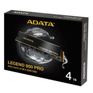 Adata Legend (SLEG-900P-4TCS) 900 PRO PCIe Gen4 x4 M.2 2280 Solid State Drive, R/W speed up to 7,400/6,500 MB/s, 5-year limited warranty