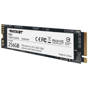 Patriot P300 (P300P256GM28) 256GB NVMe SSD, M.2 Interface, PCIe Gen3, 2280, Read 1700MB/s, Write 1100MB/s, 3 Year Warranty