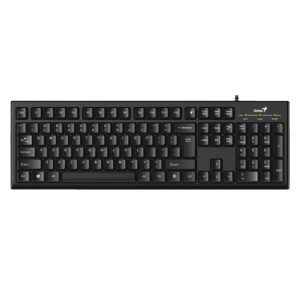 Genius KB-100 Wired Smart Keyboard, USB Plug and Play, Customizable Function Keys, Multimedia, Full Size UK Layout Design for Home or Office, Black
