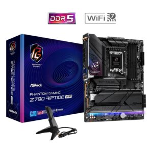 ASRock Z790 Riptide WiFi PHANTOM GAMING Intel 1700 Socket Motherboard, ATX, 4x DDR5 Slots, 5x M.2 Sockets, Fitted I/O Shield, 2.5GbE LAN, Wi-Fi 7, 1x DisplayPort / 1x HDMI Port