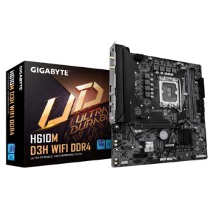 Gigabyte H610M D3H WIFI DDR4 Intel 1700 Socket Motherboard, Micro-ATX, 2x DDR4 Slots, 2x M.2 Socket, GbE LAN, Wi-Fi 5, 1x HDMI Port