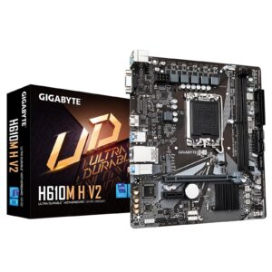 Gigabyte H610M H V2 (Rev. 1.0) Intel 1700 Socket Motherboard, Micro-ATX, 2x DDR5 Slots, 1x M.2 Socket, GbE LAN, 1x D-Sub / 1x HDMI Port