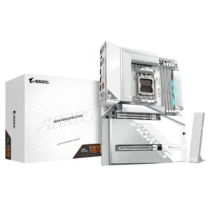 Gigabyte X870 AORUS STEALTH ICE AMD AM5 Socket Motherboard, ATX, 4x DDR5 Slots, 4x M.2 Socket, 5GbE LAN, WiFi 7, 1x HDMI Port / 2x USB-C (USB4)