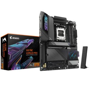 Gigabyte X870E AORUS PRO AMD AM5 Socket Motherboard, ATX, 4x DDR5 Slots, 4x M.2 Sockets, Fitted I/O Shield, 2.5GbE LAN, Wi-Fi 7, 1x HDMI Port / 2x USB-C (USB4)