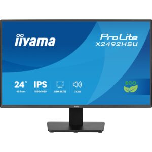 iiyama ProLite monitor X2492HSU-B1 24-Inch, Full HD, IPS, 120Hz, Black, 4-side slim bezel and B energy class, HDMI, Display Port, USB Hub