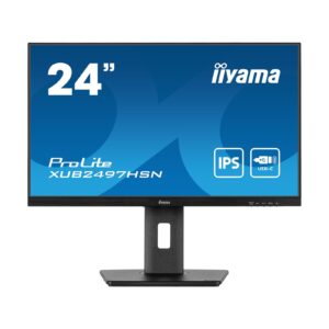 iiyama Prolite XUB2497HSN-B2 24 inch IPS Monitor, USB-C Dock, RJ45(LAN), Full HD, 1ms, HDMI, DisplayPort, USB-Hub, USB-C, 100Hz, Speakers, Black, Internal PSU, VESA, Height Adjust, Pivot