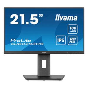 iiyama PROLITE XUB2293HS-B6 22 inch IPS Monitor, Full HD, 1ms, HDMI, DisplayPort, Freesync, 100Hz, Speakers, Black, Internal PSU, Height Adjust, Pivot, ACR, VESA