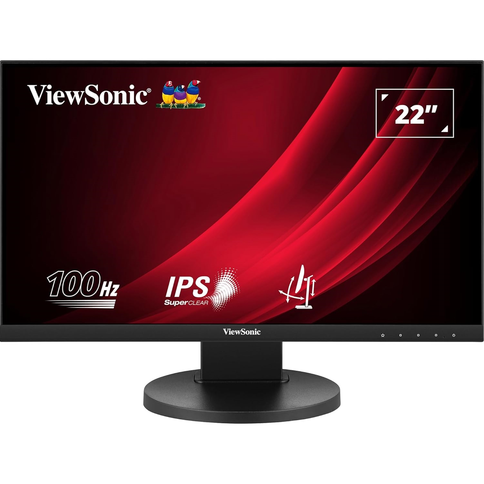Viewsonic VG2208A-HD 22-Inch Full HD Monitor, 1080p, 1920 x 1080 resolution, 100Hz, HDMI, VGA, DisplayPort, 5ms, LED, VA Panel, VESA, Height Adjustable