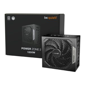 be quiet! Power Zone 2, 1200W, Semi-passive zero-RPM cooling, 2 x 90' angled 12V-2x6 connectors and PCIe 5.1/ATX 3.1 compatibility, 10-year manufacturer's warranty.