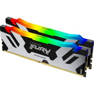 Kingston FURY Renegade KF564C32RSAK2-64 64GB (2x 32GB) DIMM System Memory, 6400MHz, DDR5, CL32, Silver, RGB, Intel XMP