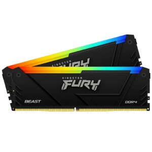 Kingston FURY Beast KF432C16BB2AK2/16 16GB (2x 8GB) DIMM System Memory, 3200MHz, DDR4, CL16, Black, RGB, Intel XMP