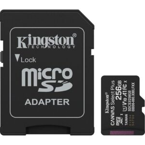 Kingston Canvas Select Plus 256GB Micro SD Claad 10 UHS-I Flash Card, Lifetime Warranty