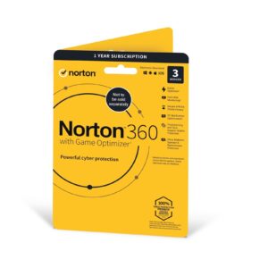 Norton 360 with Game Optimizer 2022, Antivirus for 3 Devices, 1-year subscription Includes VPN, Dark Web Monitoring, Password Manager, 50GB of Cloud Storage, PC/Mac/iOS/Android, Activation Code by email - ESD